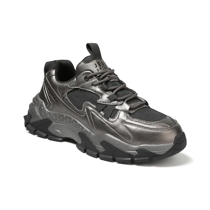 JEEP SPIRIT Slip Resistant, Abrasion Resistant, Breathable, Height Increasing Low Top Chunky Sneakers Men's Bronze-2