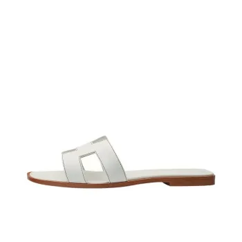 HERMES Oran Sandal Blanc Box Calfskin Leather