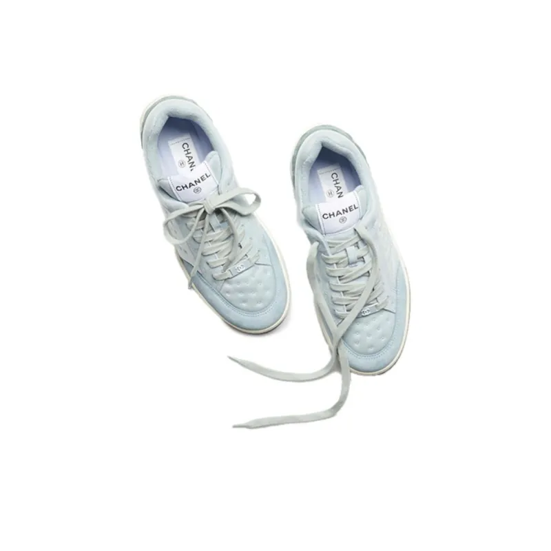 CHANEL Low Top Stylish Skateboarding Shoes Women's Blue-2