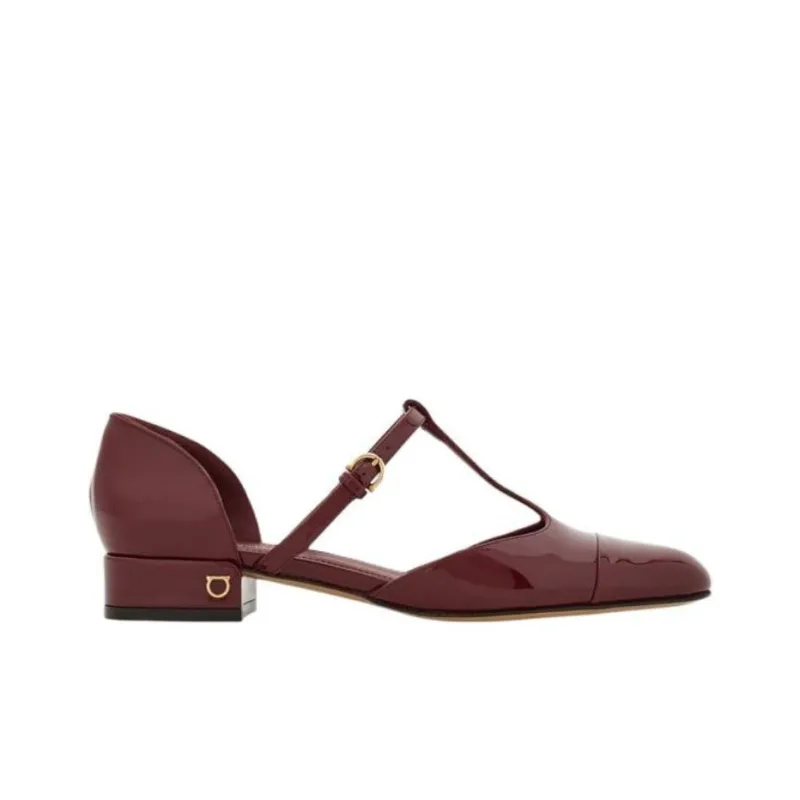 FERRAGAMO Gancin Casual Single Shoes Women's Red-1