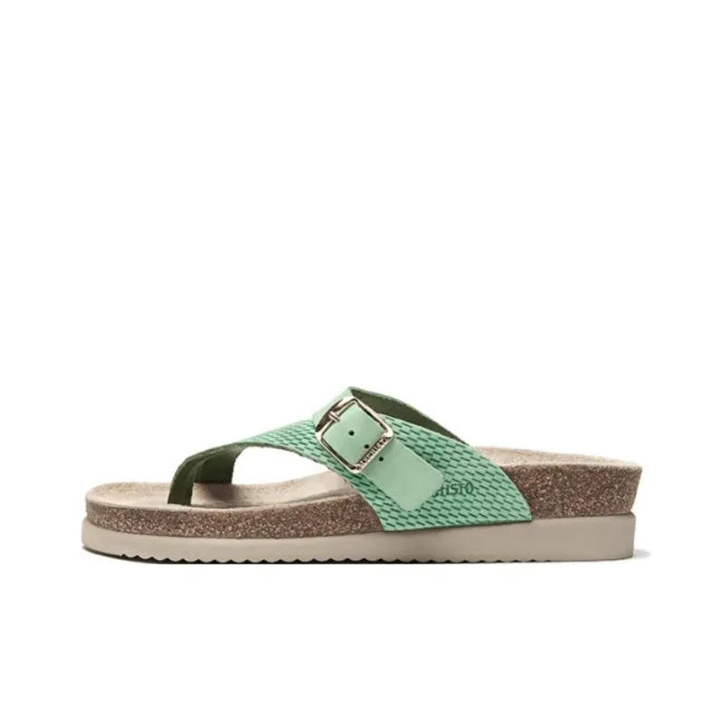 MEPHISTO Rubber Sole Abrasion-Resistant Flip Flops Women's Grass Green-0
