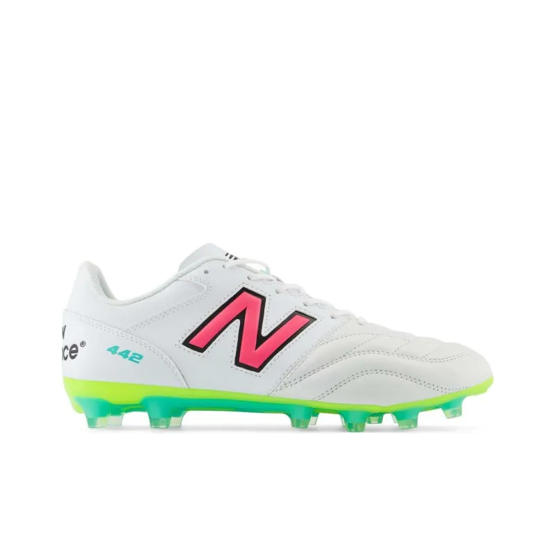 New Balance 442 V2 HG Rubber Short Studs Anti Slip Wear Resistant Soccer Shoes Unisex White Green-1