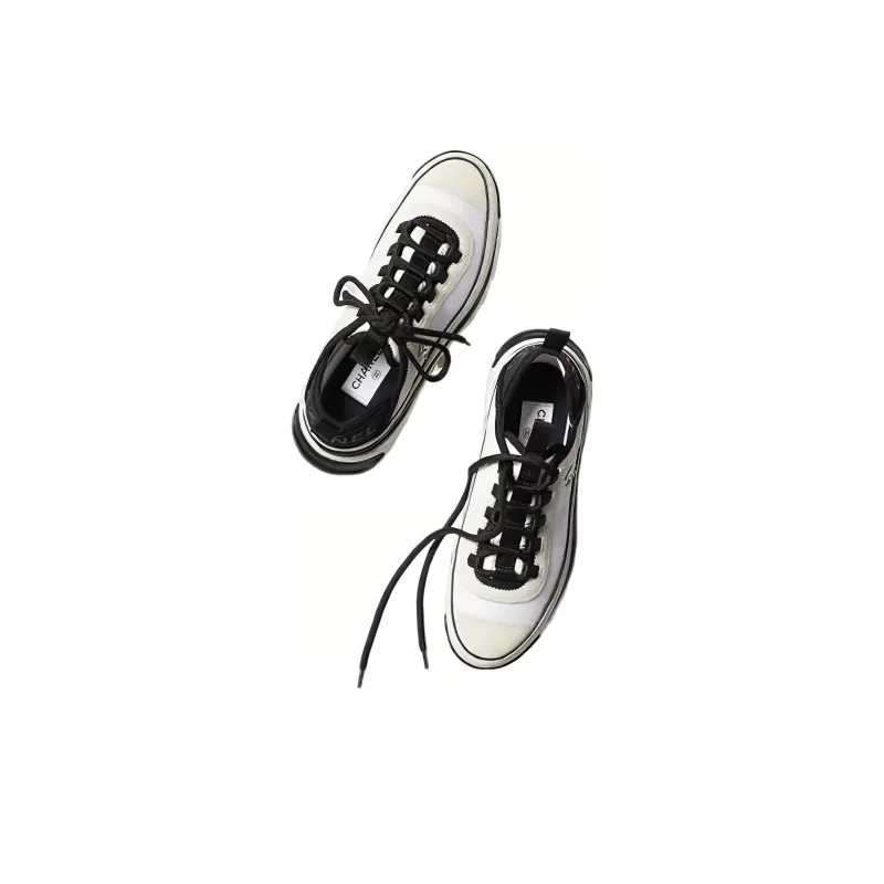 CHANEL Women's Velvet Calfskin & Mixed Fibers Sneaker 'White Black' Women's-3