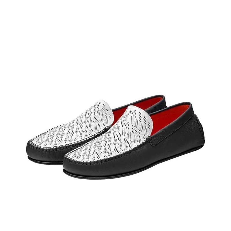 HERMES Gommino Loafers Women's Black/White-2