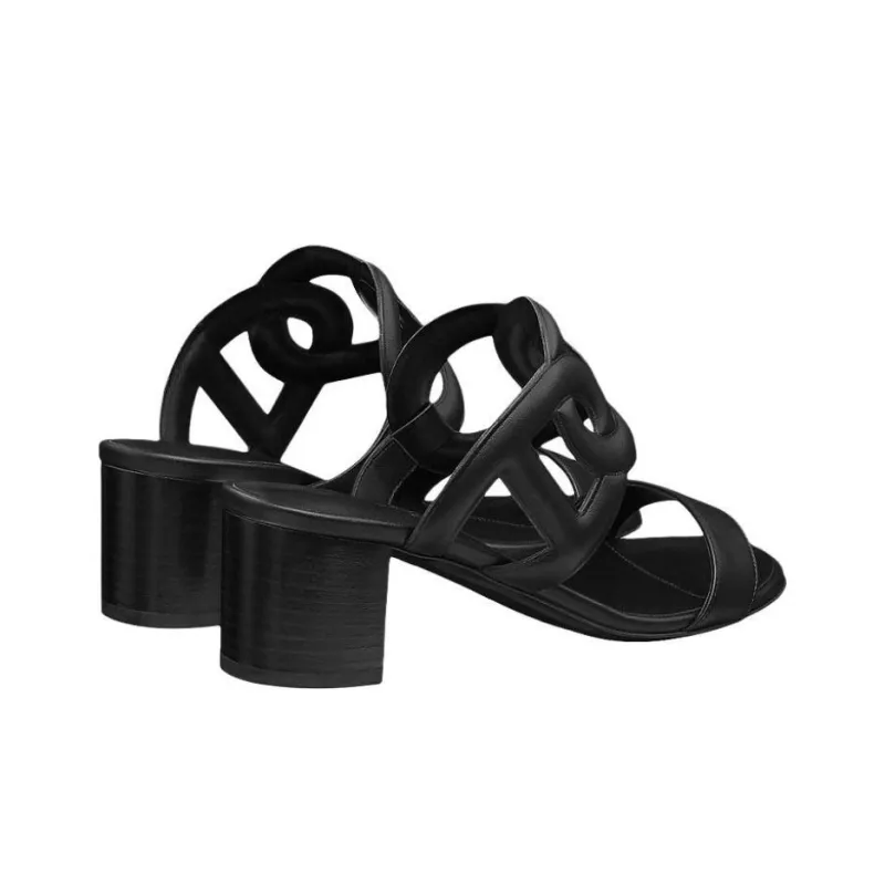HERMES Bikini Slide Slippers Women's Black-3