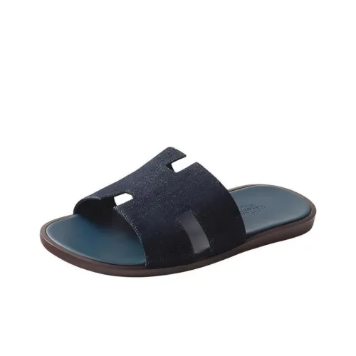 HERMES Slide Slippers Men Marine Blue