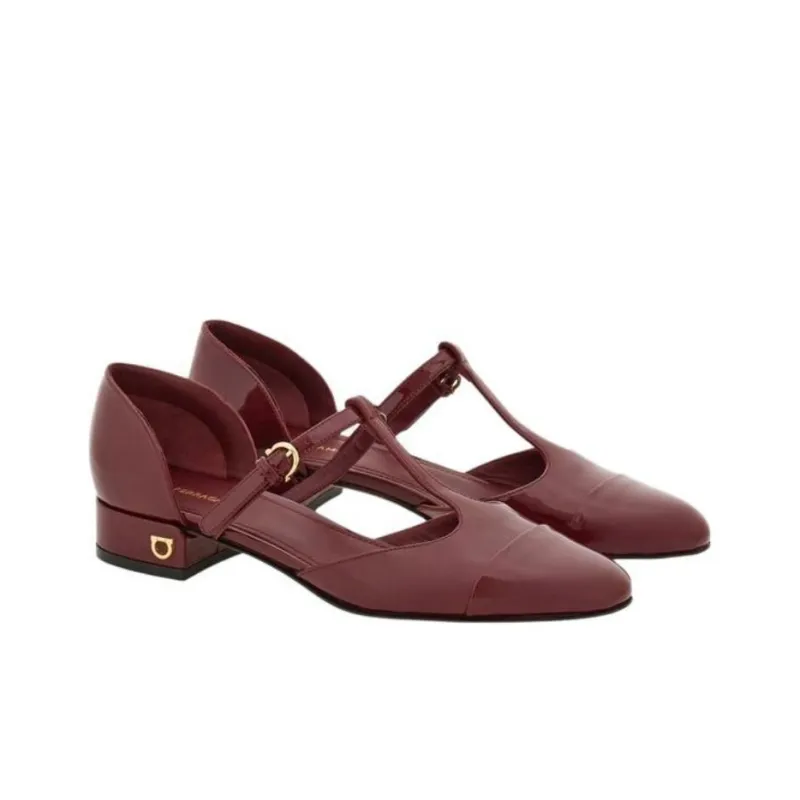 FERRAGAMO Gancin Casual Single Shoes Women's Red-2
