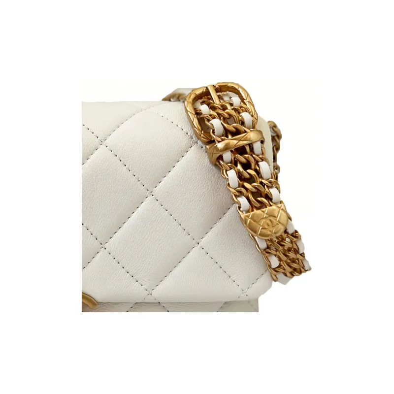 CHANEL Calfskin Shoulder Bag, Crossbody Bag Mini Women's White-2