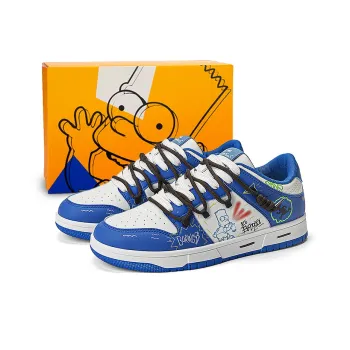 The Simpsons Skateboard Shoes Unisex Low Top Capri Blue/Beige/Apricot/Black