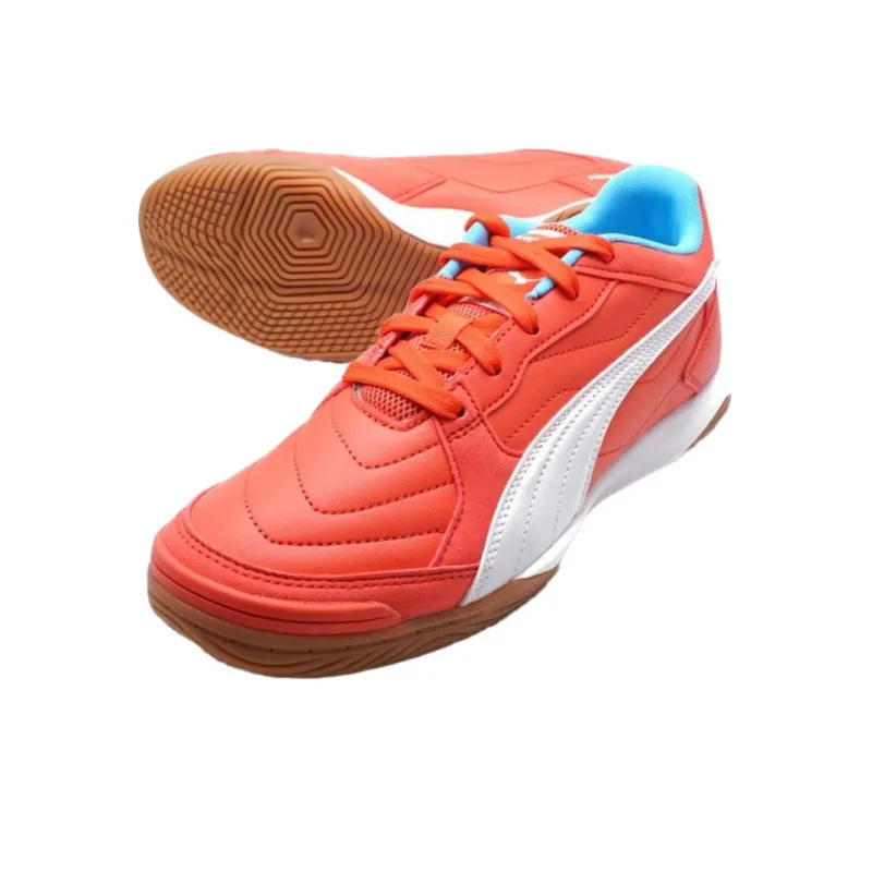 PUMA Pressing Indoor Wear-Resistant Soccer Shoes Men's Orange-2