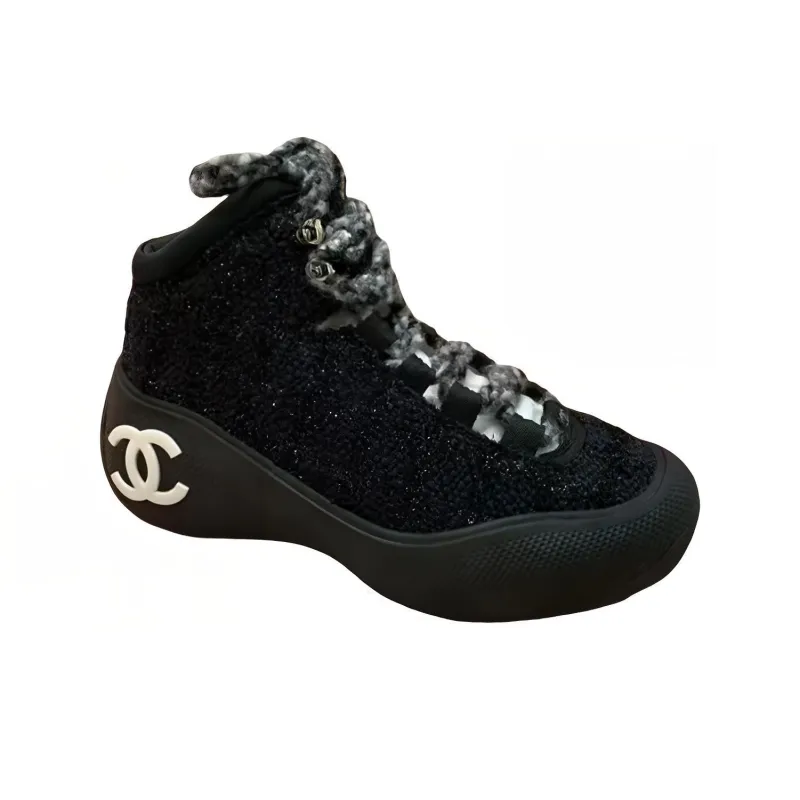 CHANEL 22N Skiing Capsules Cushioning, Wear Resistant High Top Casual Shoes Women's Black-1