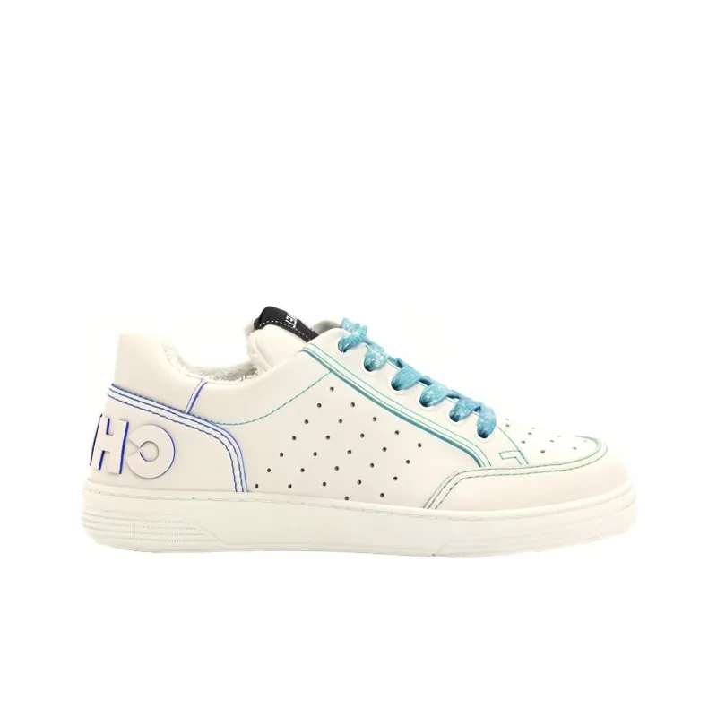 CHANEL Low Top Stylish Skateboarding Shoes Women's White Blue-1