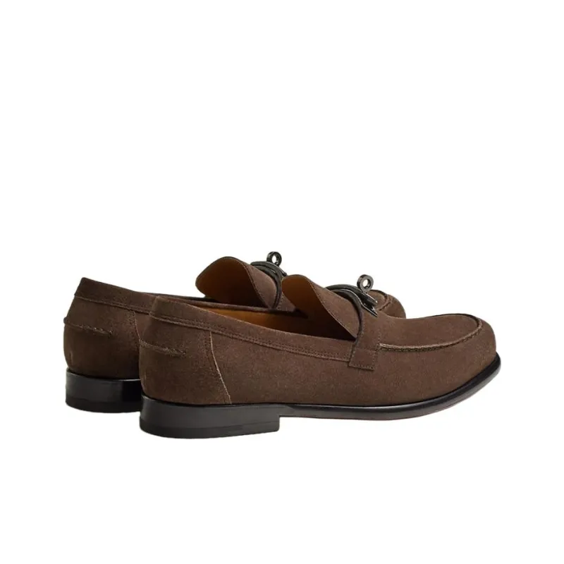 HERMES Destin Mokasin Shoes Men's Ebony Brown-4