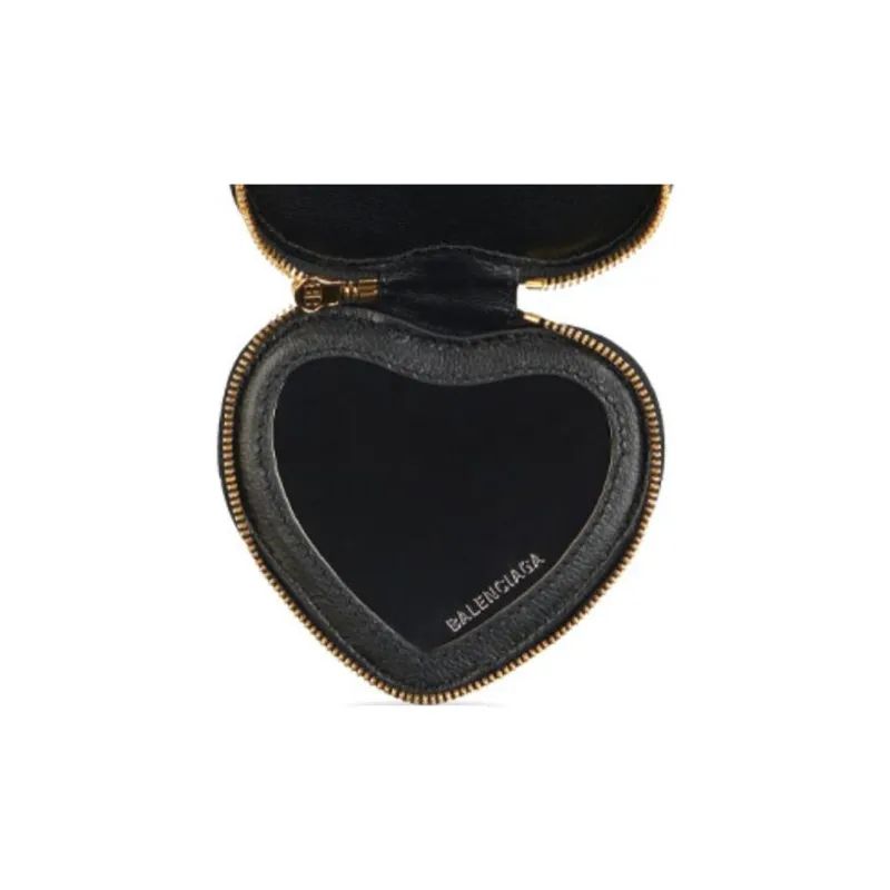 Balenciaga Grained Cow Leather Key Ring Key Pouch Women's Black-4
