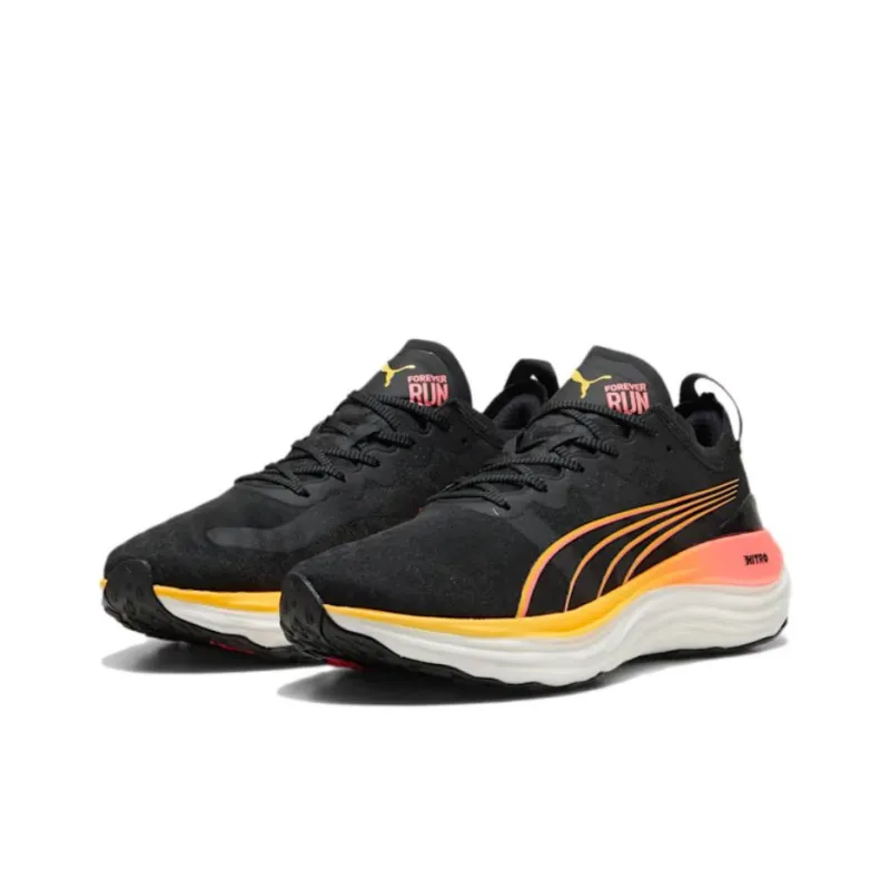 PUMA ForeverRUN Nitro Anti Slip Wear Resistant Low Top Casual Running Shoes Men's Black White Yellow-2