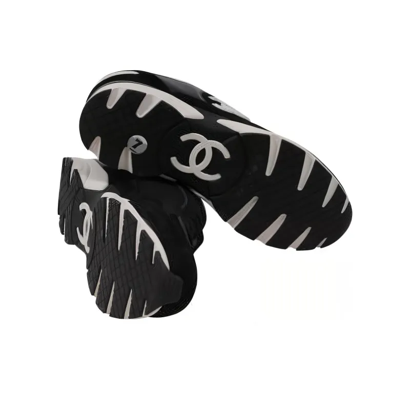 CHANEL Slip Resistant Breathable Low Top Casual Shoes Men's Black White-5