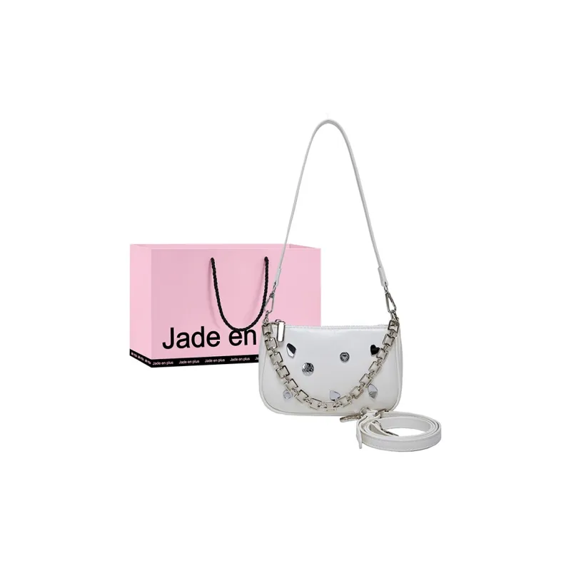 Jade En Plus Premium PU Handbag, Shoulder Bag, Crossbody Bag Regular Women's Black/White/Silver-7