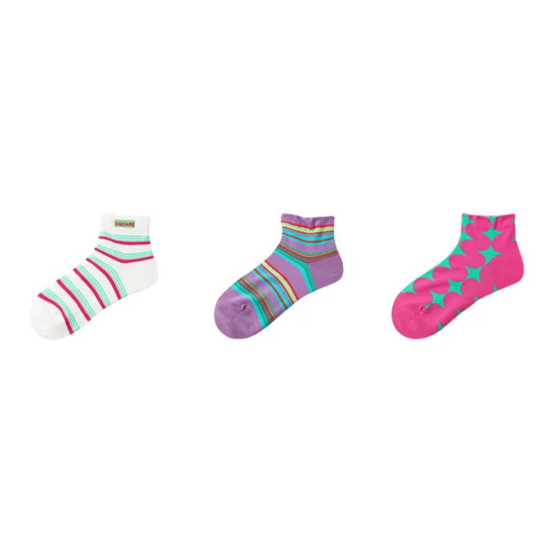 Vine Color Ankle Socks Women's 3 Pack-9