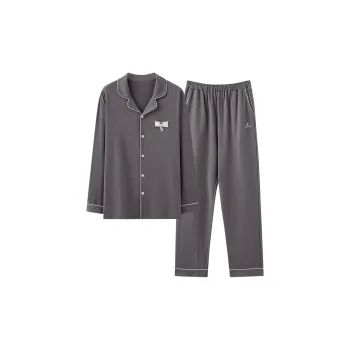 Qiao Ni Tong Pajama Set Men's Dark Gray