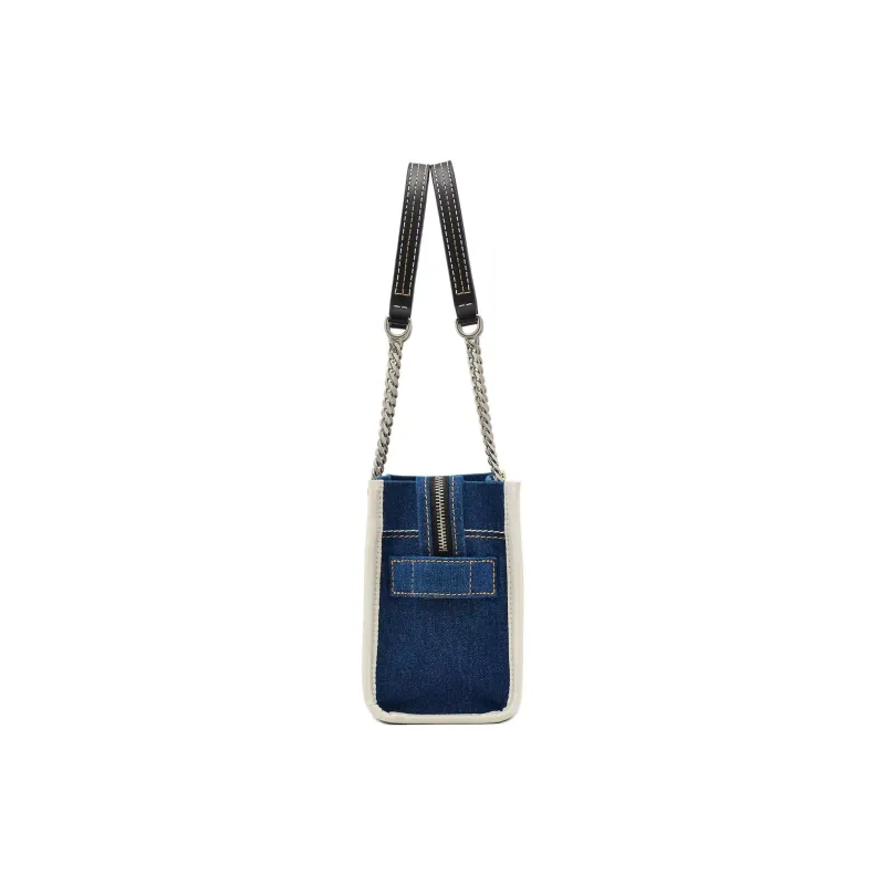MARC JACOBS Cotton Denim Tote Bag Shopping Bag Shoulder Bag Handbag Small Size Women's Indigo-1