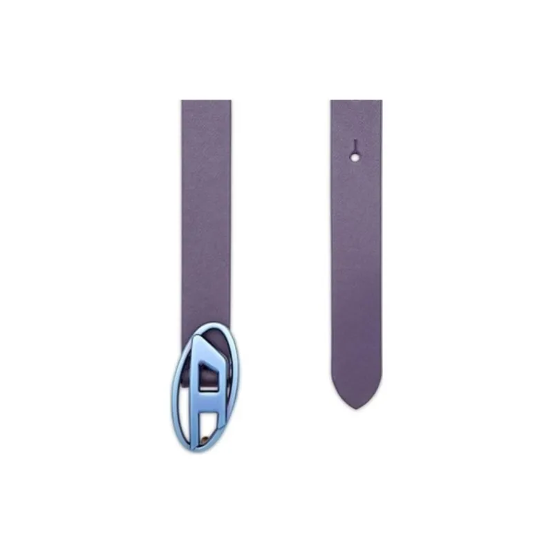 DIESEL Logo Buckle, Smooth Buckle Leather Belts Women's Purple-2