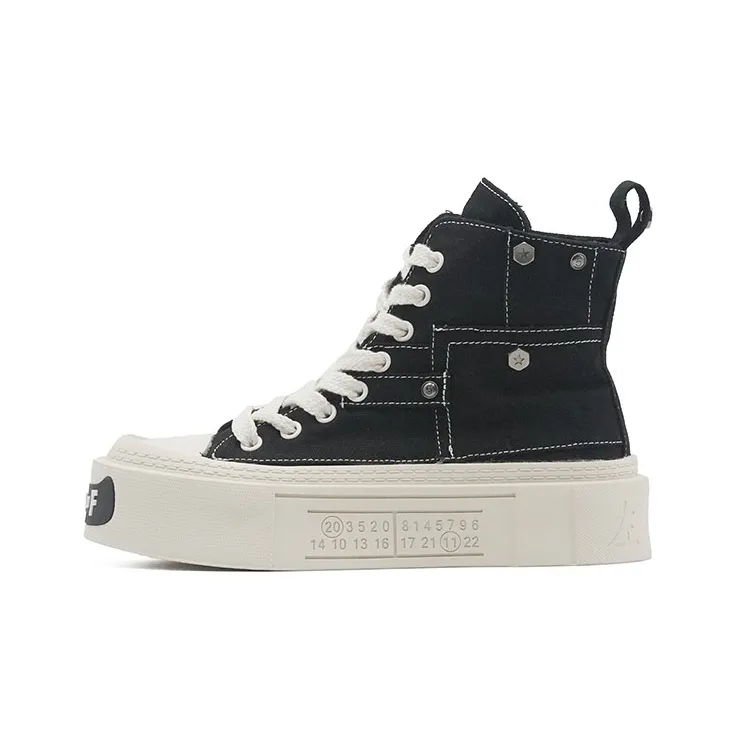 Little Sue Classic Trendy Versatile Open-Toe Square Toe Canvas Shoes Wear-Resistant High-Top Casual Shoes Women's-1