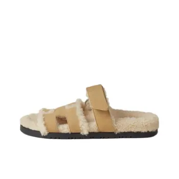 HERMES Chypre Rubber Sole Casual Slippers Women's Beige