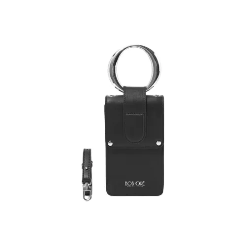 BOB ORE BLUE COLLECTION Genuine Leather Handbag Shoulder Bag Crossbody Bag Cell Phone Pouch Women's Obsidian Black
