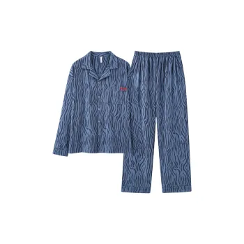 Qiao Ni Tong Pajama Set Men's Dark Blue