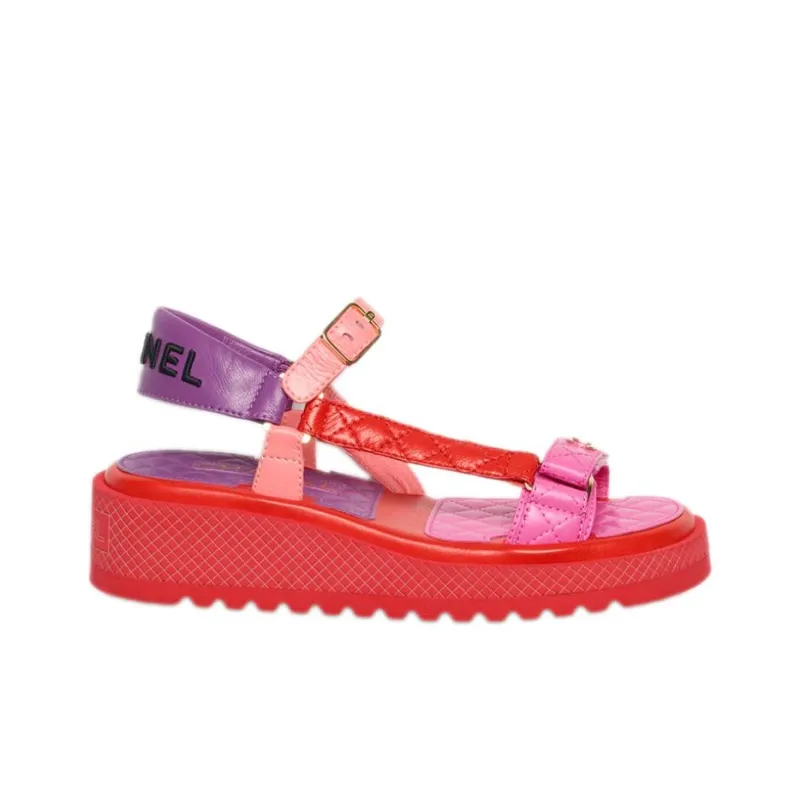 CHANEL Beach Sandals Women's Red-1