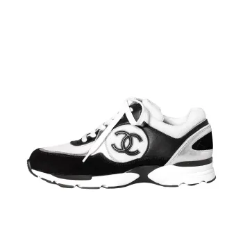 CHANEL Logo Sneaker 'Black White'