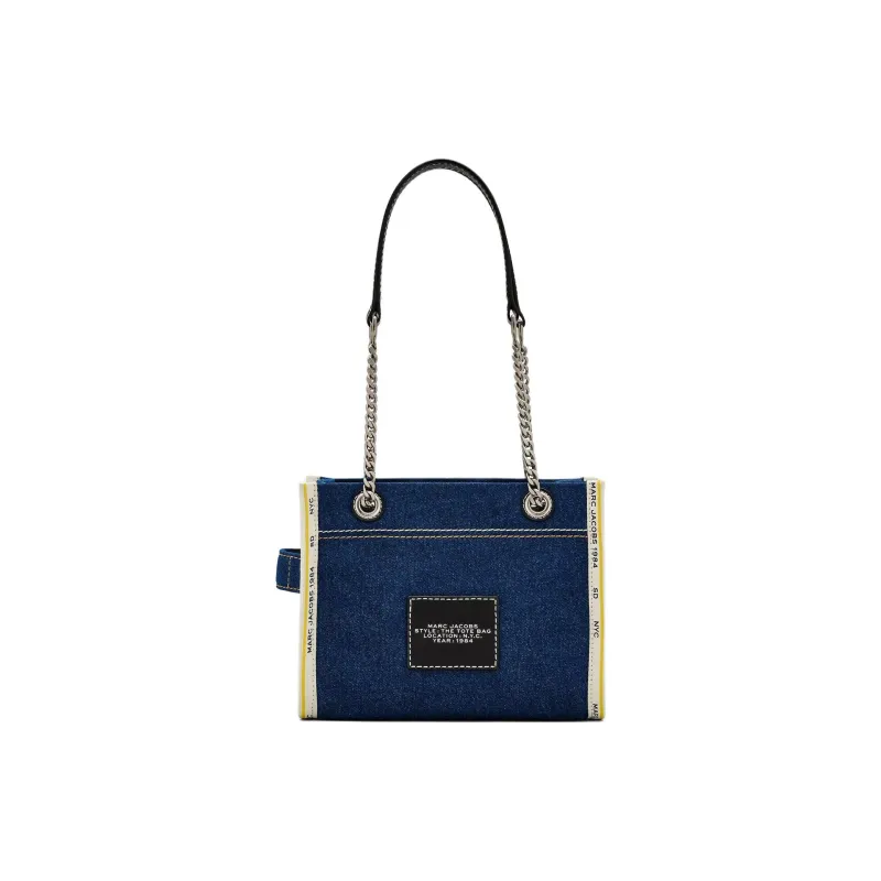MARC JACOBS Cotton Denim Tote Bag Shopping Bag Shoulder Bag Handbag Small Size Women's Indigo-2