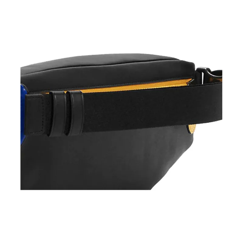 COACH Cow Leather Sling Bags One Shoulder Crossbody Fanny Pack Large Size Men's Black & Blue & Yellow-4