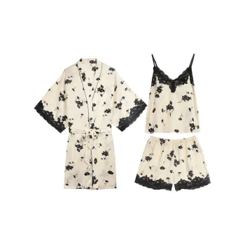 IIZZINI Pajama Set Women's Beige Yellow
