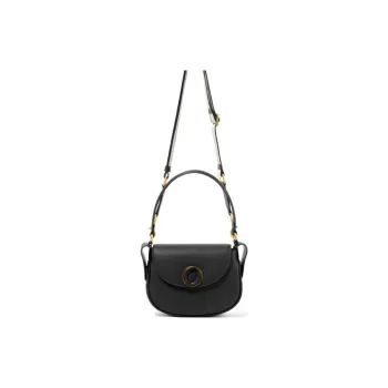 BOB ORE BLUE COLLECTION Cow Leather Saddle Bag Handbag Shoulder Bag Crossbody Bag Medium Size Women's Obsidian Black