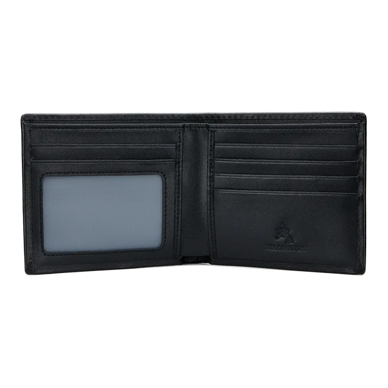POLOMEISDO Top Grain Cow Leather Men's Practical Wallet Regular Men's Black Customizable Exclusive Greeting Card-1
