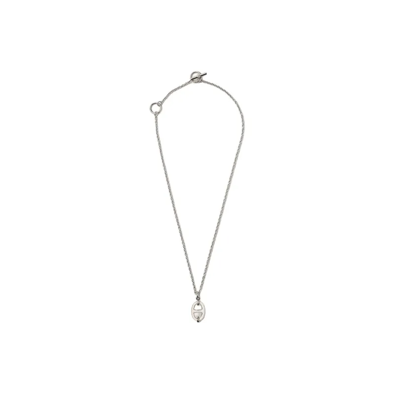 HERMES Mini Maillon Palladium Plated Necklaces Unisex Silver-1