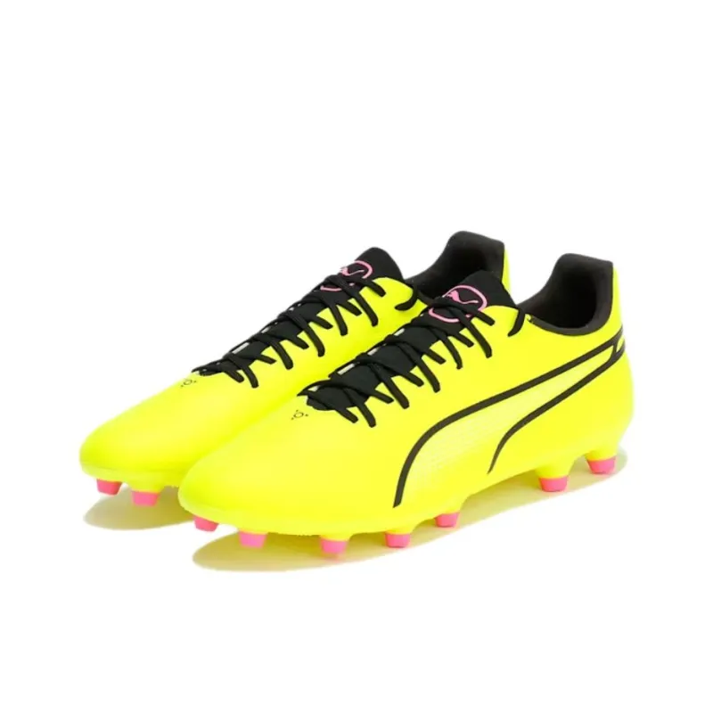 PUMA King Pro HG Rubber Short Studs Anti Slip Wear Resistant Soccer Shoes Men's Yellow Black-2