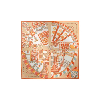 HERMES Mulberry Silk Scarves Women's Orange