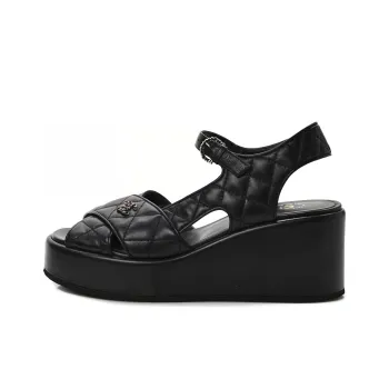 CHANEL One Strap Sandals Women's Black