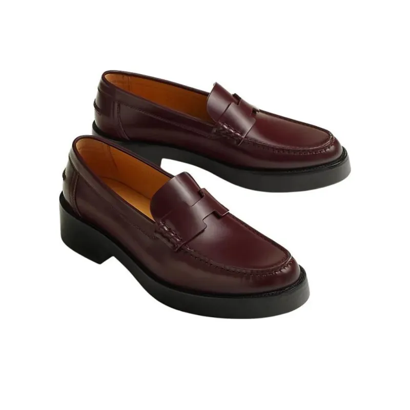 HERMES Hour Loafers Women's Red-3