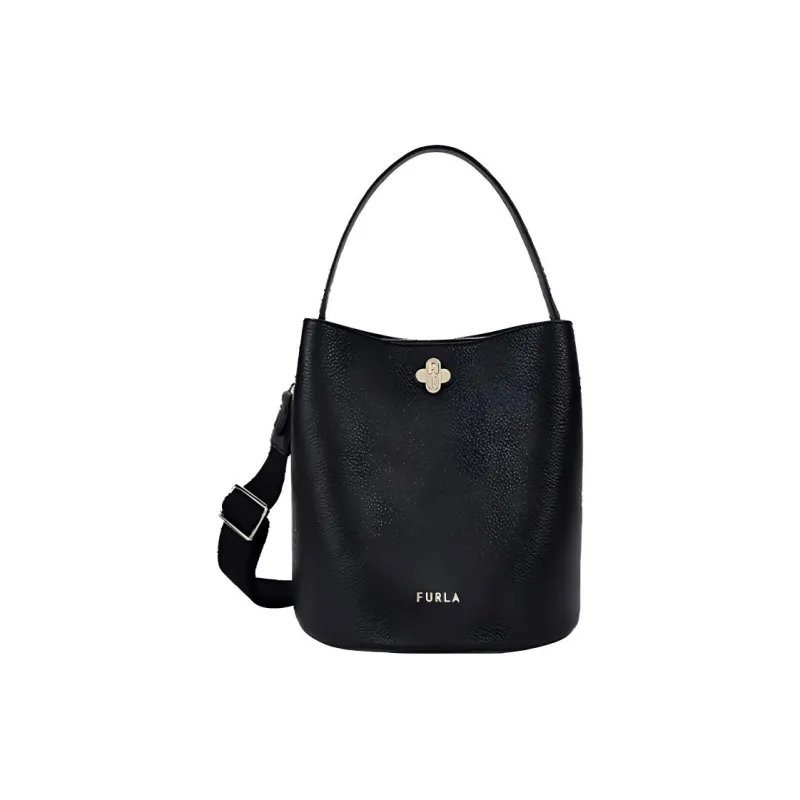Furla Cow Leather Bucket Bags Crossbody Bag Shoulder Bag Women's Black-0