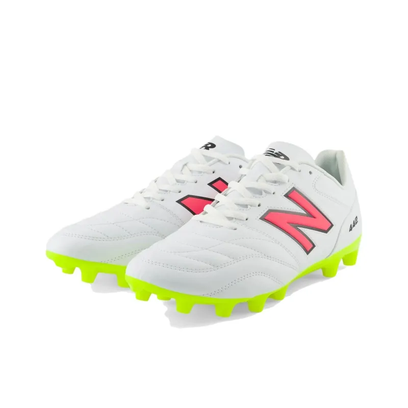 New Balance 442 V2 Anti Slip Wear Resistant Soccer Shoes Men's White Yellow-2