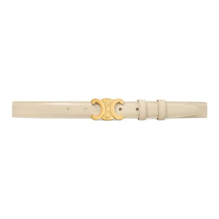 CELINE Solid Color Design Leather Leather Belts Unisex White 2.5CM-0