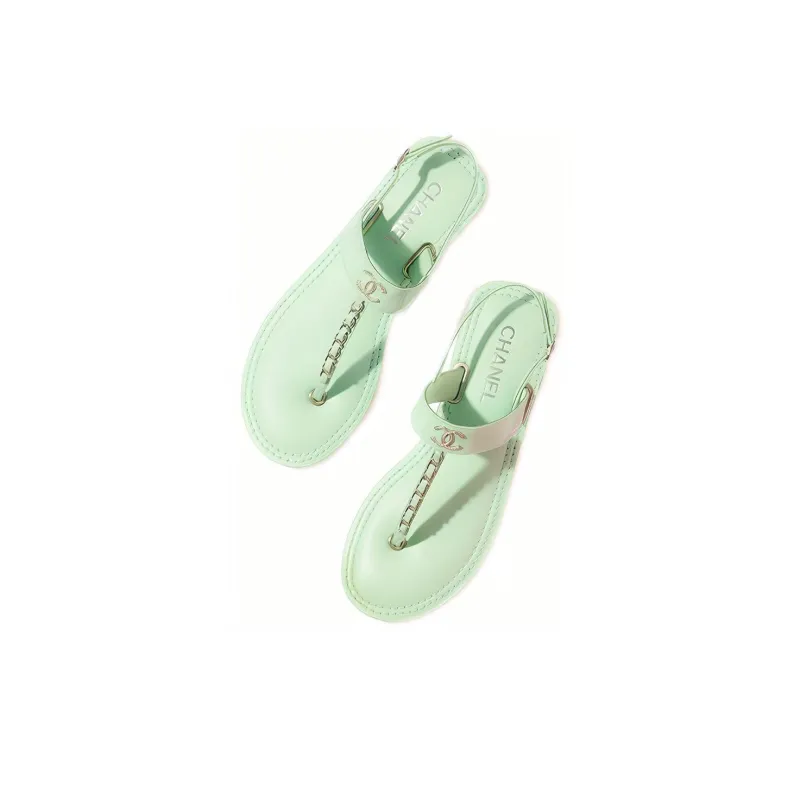 CHANEL Stylish Sandals Women's Light Green-3