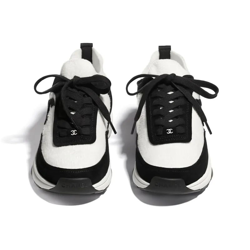 CHANEL Low Top Trainer White Black Women's-2