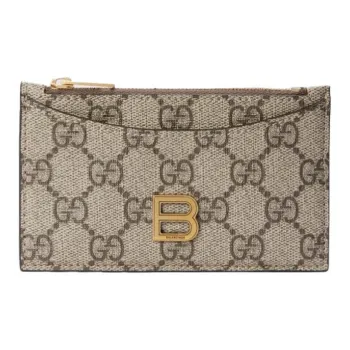 GUCCI Balenciaga Paris Collaboration Hourglass Leather Card Holder, Coin Purse, Card Holder Unisex Ebony