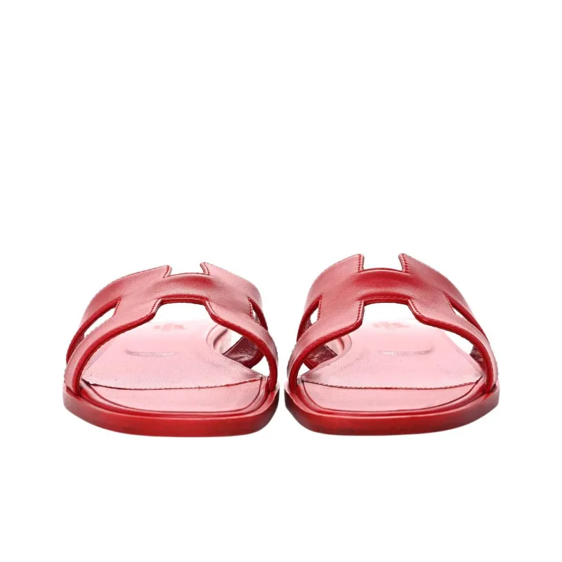 HERMES Oran Slide Slippers Women's Balinese Red-4