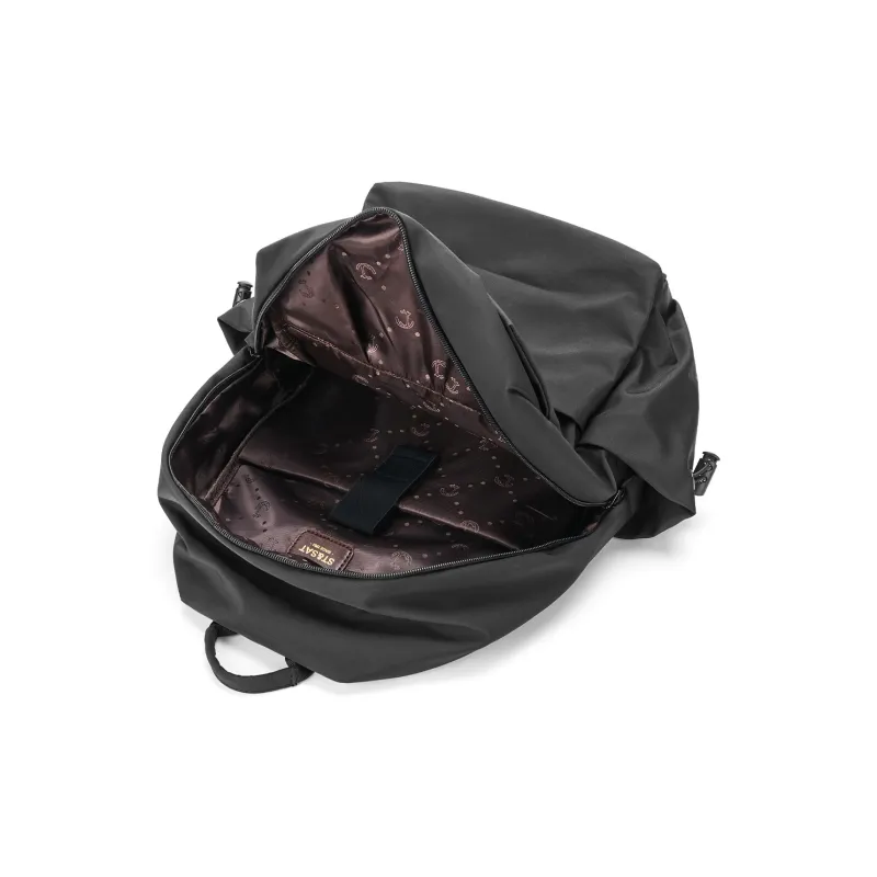 ST&SAT Fabric With Synthetic Leather Travel Backpack Regular Unisex Black/White-2
