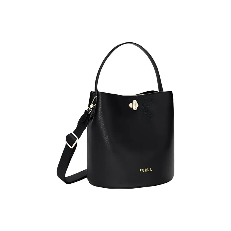 Furla Cow Leather Bucket Bags Crossbody Bag Shoulder Bag Women's Black-1